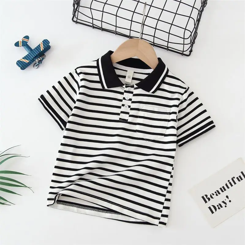 Classic Kids Boys Striped POLO Shirt Summer Short Sleeve Casual Boys Shirts Toddler Baby Boy Cotton T Shirt Children's Clothing