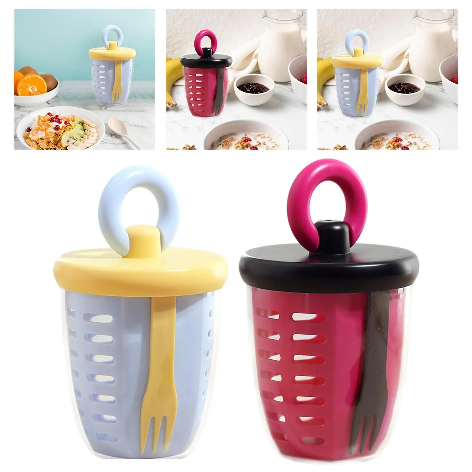 

Drain Fruit Cup Yogurt Cup 2 Layer Salad Container for Office Party Travel