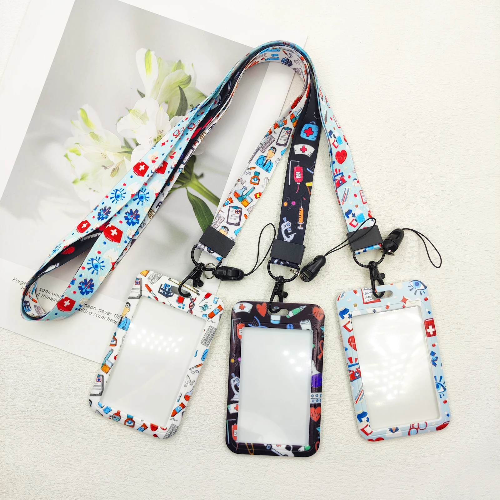Smycz do identyfikatora medycznego, etui na identyfikator lekarza, smycze na szyję dla kobiet, etui na karty, brelok do kluczy, prezent
