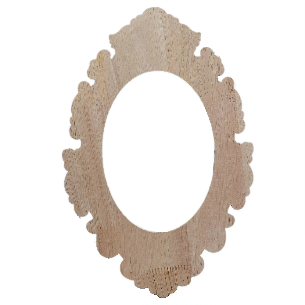1PC 31*20cm Solid Wood Door Heart Flower Decor Vintage Carved Applique Oval Onlay Woodcarving Decal Hollow Lace Furniture Decor image 3