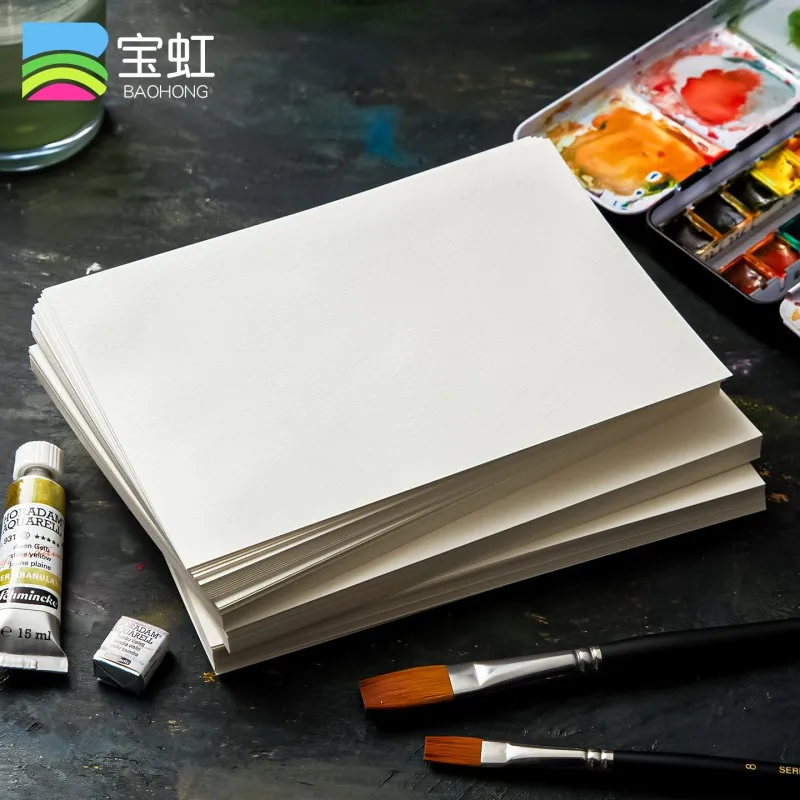 Baohong Academy Grade 100% Cotton 300g Medium Rough Watercolor Paper for Art Sketching Watercolor Acrylic Creation