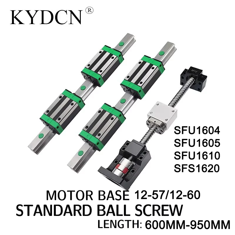 SFU1604 SFU1605 1610 SFS1620  Length 600-950MM high precision ball screw motor seat set plus 2 sets of standard HGH linear guide