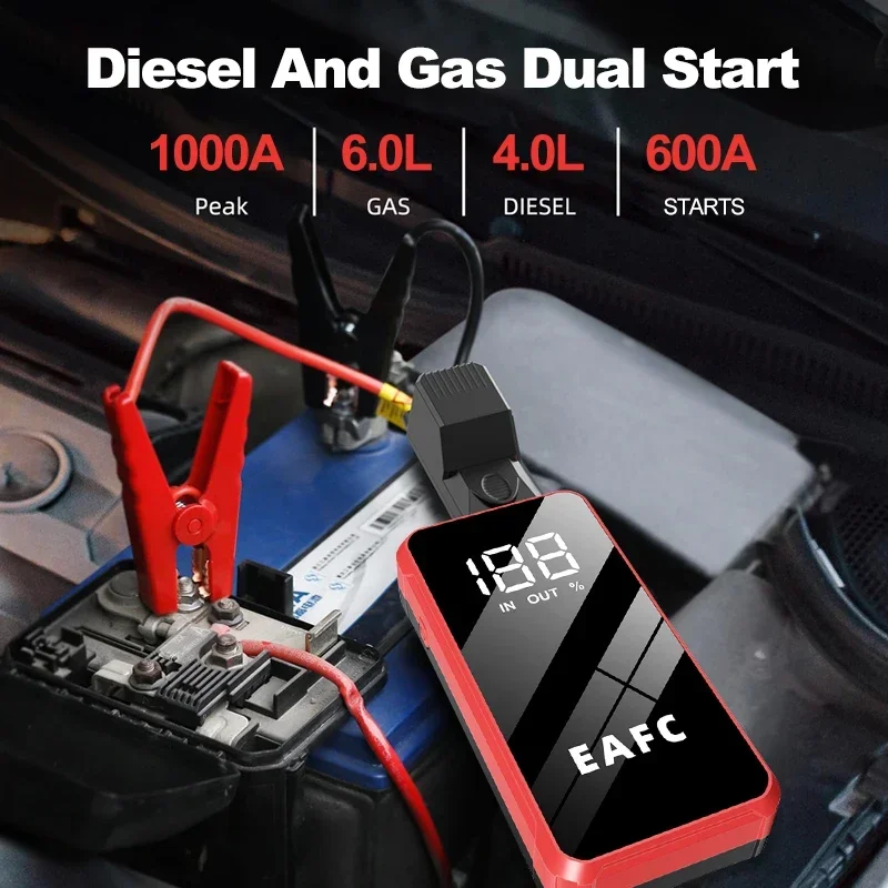 EAFC 12V Power Bank Car Starting Device Battery PowerBank 1200A Jumpstarter Auto Buster Emergency Booster Car Charger Jump Start