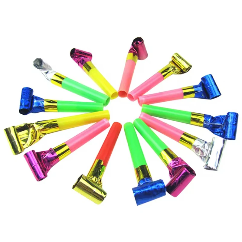 30/60PCS Colorful Foil Whistle Blowers for Cheerleading Party Favors Loud Noise Making Prop Decorations Sports Events Supply ZYF