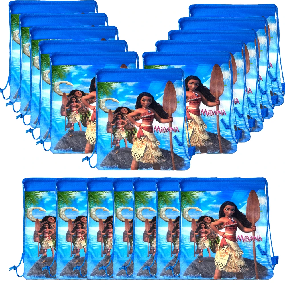 3/6/12pcs/lot Moana Non-woven Fabrics Mochila Birthday Events Party Baby Shower Decorations Drawstring Gifts Bags