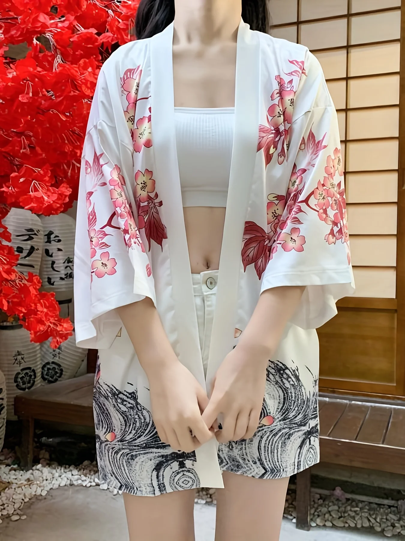 Korean version retro Ukiyo-e Tsuru Haori Japanese system Zefeng jk outside air-conditioned kimono Cardigan men's and women's bat