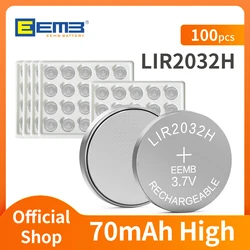 EEMB 100PCS LIR2032 High capacity 70mAh Rechargeable Button Batteries 3.7v  LIR2032H LIR 2032 Coin Lithium Battery