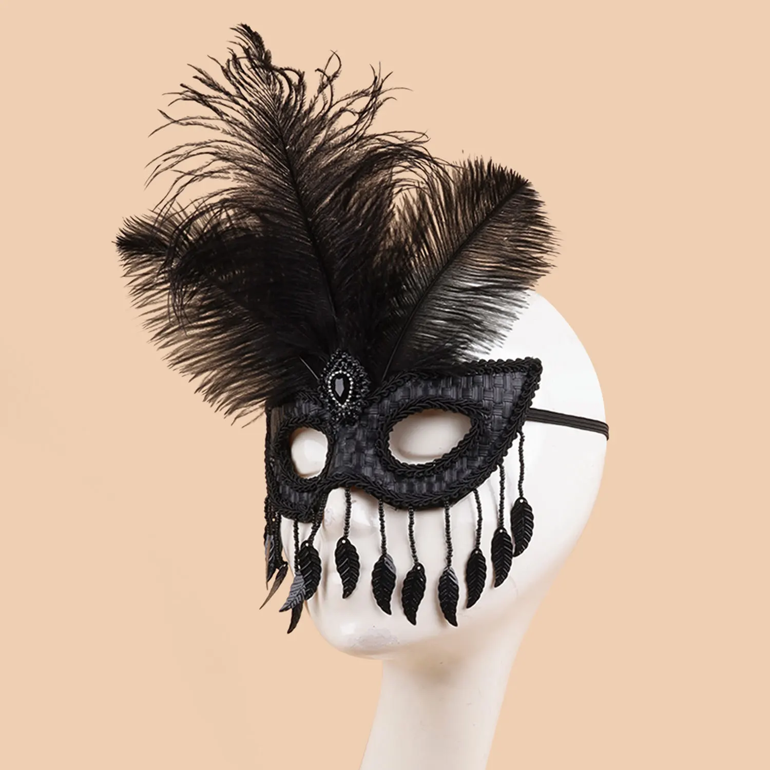 Máscara de olho sexy pena água diamante borla veneziana masquerade bola festa de halloween fantasia vestido traje adereços senhora máscara facial