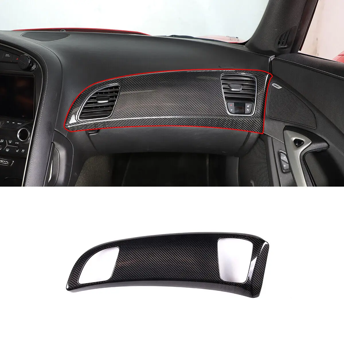 

Real Carbon Fiber Dashboard Panel Decor Instrument Air Vent Cover Trim Fit For Chevrolet Corvette C7 2014-19