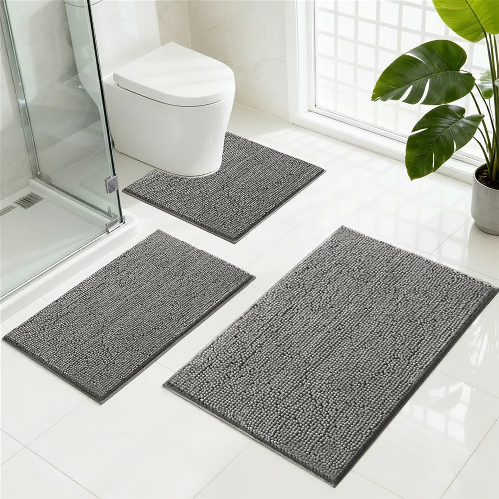 

Упаковка из 3 шт. Коврик для ванной Коврик Толстые мягкие впитывающие коврики из синели из микрофибры Резиновая подкладка Моющиеся быстросохнущие напольные коврики Домашний декор