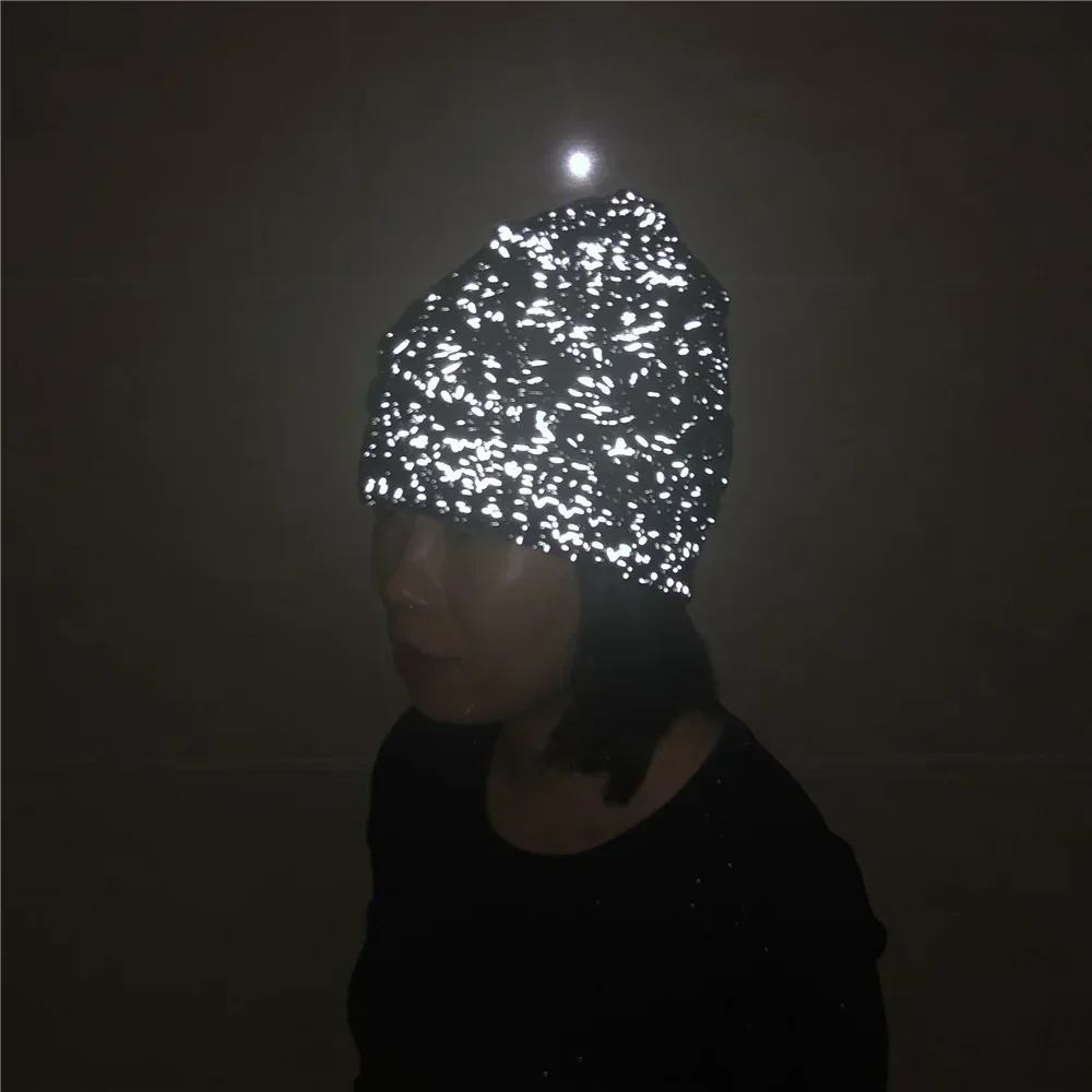 2023 Fantasy Reflective Beanies for Women Thick Warm Winter Hat Fashion Female Bonnet Skull Caps Shiny Ladies Knitted Hats Gorro