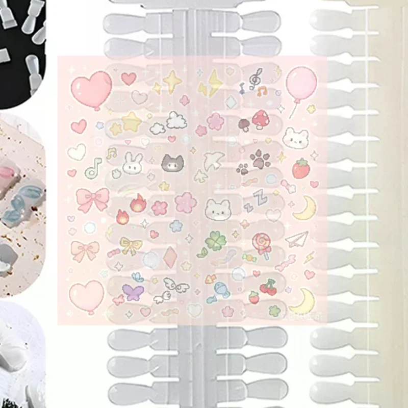36pcs Natural/Clear Color Card Removable Nail Art Display False Nail Tips Rack Teardrop Design Manicure Gel Polish Practice Too