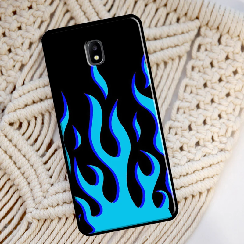 Flame Aesthetic Light Blue Fire Pink Bumper Case For Samsung A9 J8 J4 J6 A6 A8 Plus 2018 A3 A5 2016 J3 J5 J7 2017 Cover Shell