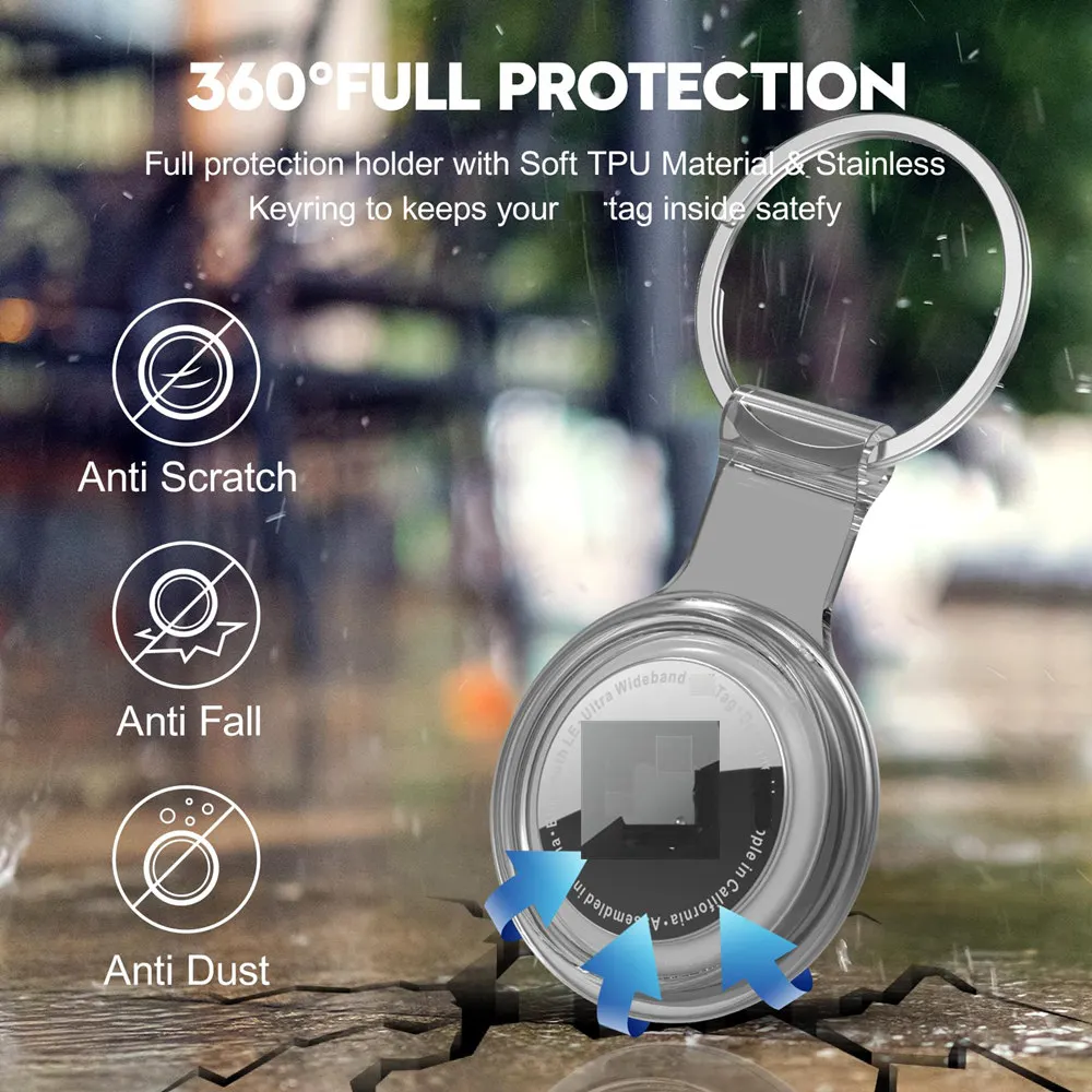 Protective Holder for Airtag Case with Keychain Waterproof Anti-scratch Cover TPU Shell for Air Tag Tracker Accessories