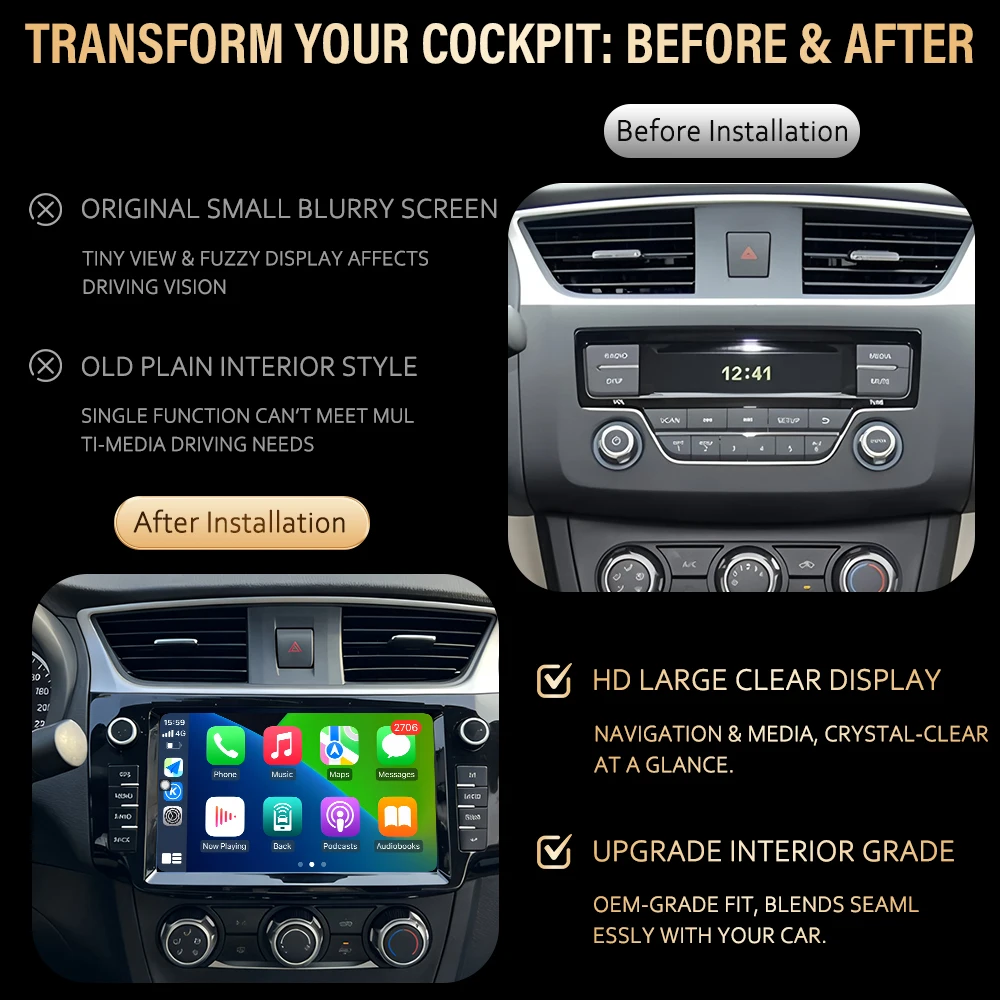 Carplay Auto Screen For Nissan Sylphy B17 Sentra 2012-2019 Autoradio Android 16 GPS Navigation 8 Core DSP Bluetooth