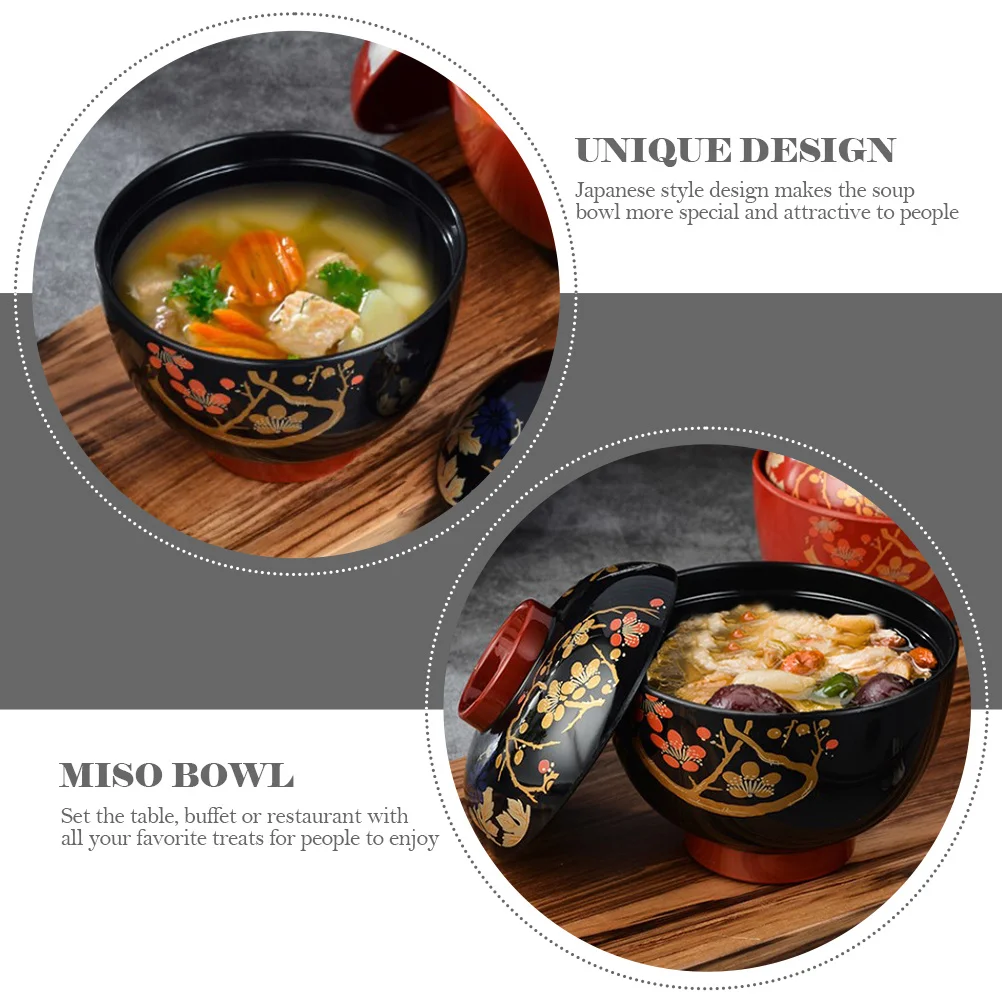 

Japanese Miso Soup Bowl with Lid Traditional Multi- Holder for Home Kitchen Restaurant Tableware