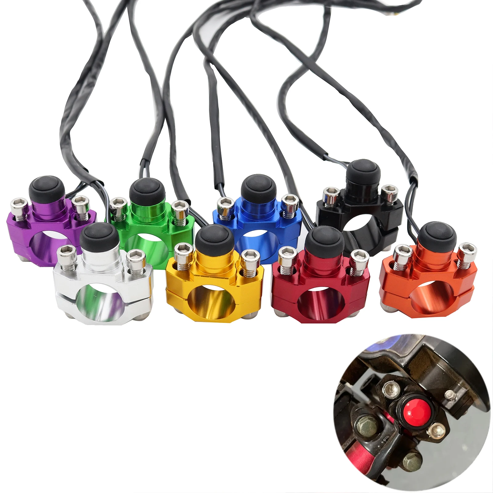 CNC Motorcycle Universal Stop Start Kill Switch Button With Rotating Bar Clamp For KTM HONDA YAMAHA YZF WRF CRF EXC XCF 125 250