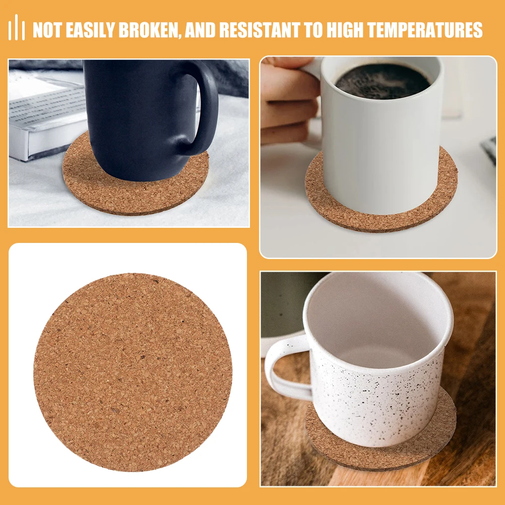 

50pcs Cork Coasters For Drinks Round Heat Resistant Blank Coasters Anti-Slip Tabletop Protection Household Decorative Dining