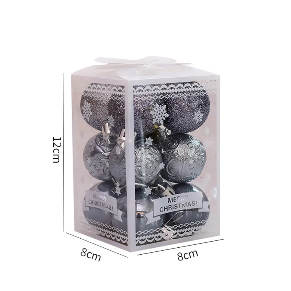 

12PCS Fashion Plastic Christmas Ball Set 9 Colors Suspensable Xmas Ornament Ball 4cm Christmas Tree Balls Scene Supplies