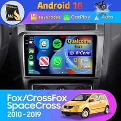 Android 16 Carplay Auto For Volkswagen Fox CrossFox SpaceCross 2010 - 2019 Car Radio Navigation 2Din DSP Video Player Stereo BT