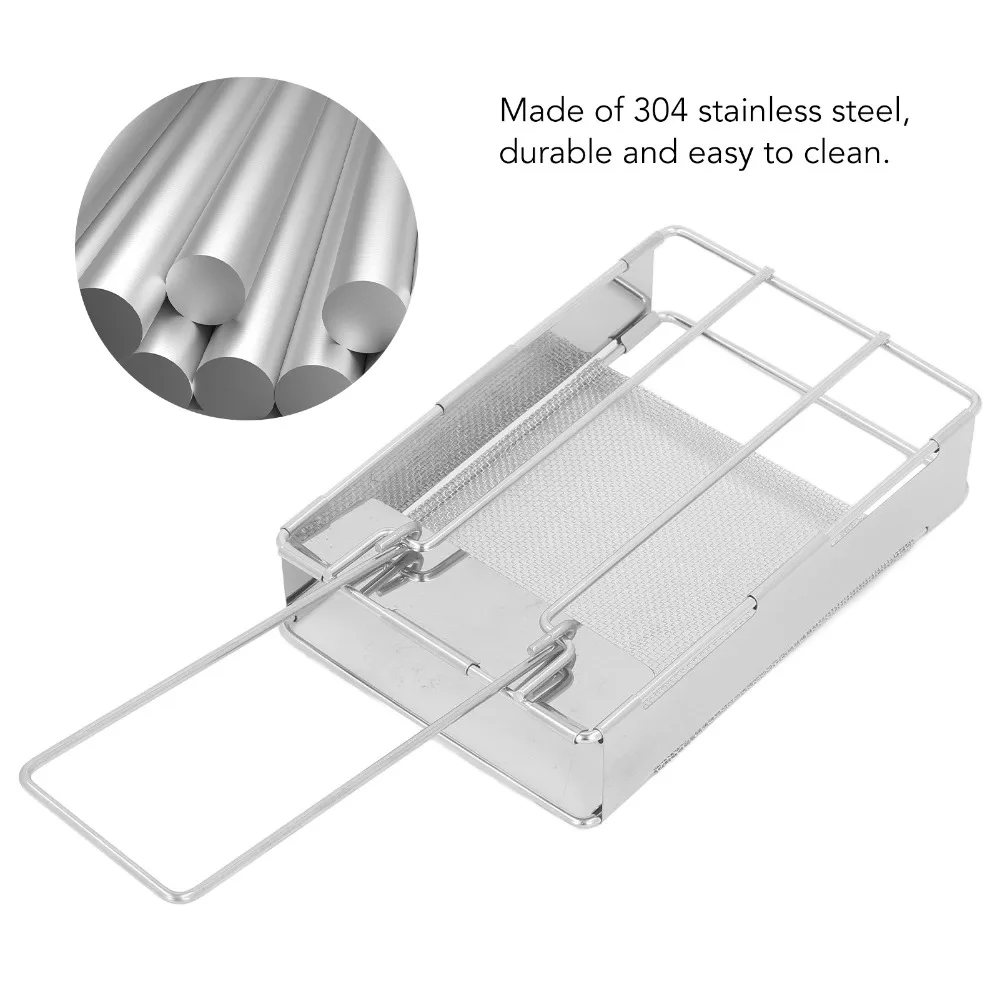 Durable Stainless Steel Folding Toaster Hand-Held Long Handle Mini Portable Toaster Versatile Toaster Rack Camping