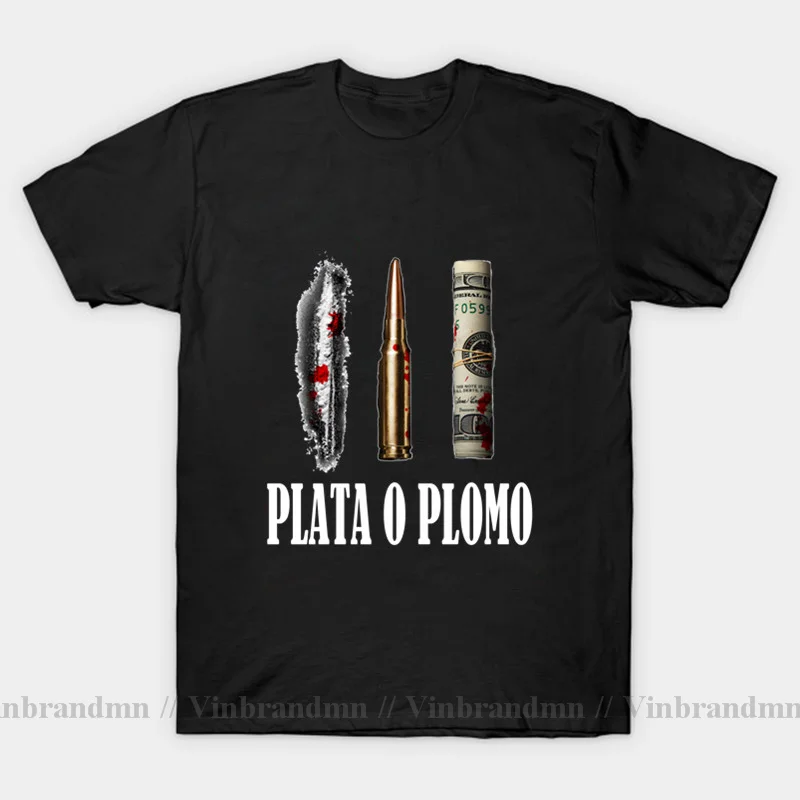 Popular classic TV Show Druger Plata O Plomo style T shirts Men Pablo Escobar tshirt Silver or Lead T-shirts EL Patron Tops&Tees