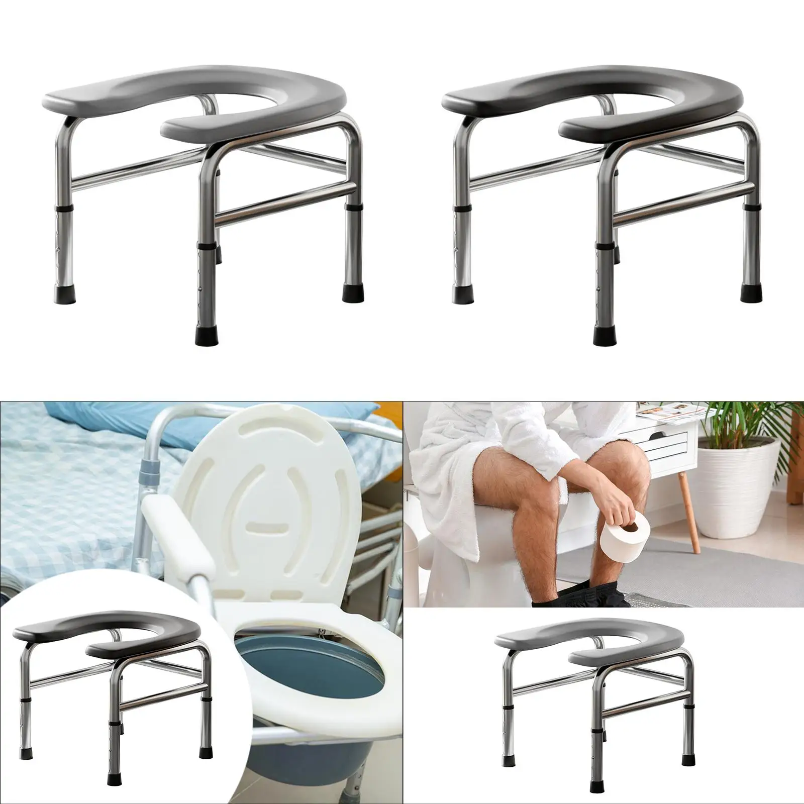 

Seniors Toilet Seat Seniors Squatting Toilet Stool Chair Bathroom Multifunctional Shower Chair Bedside Commode for Elderly
