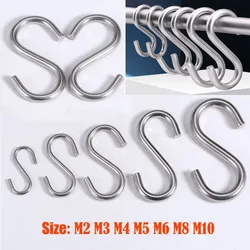 Multi-function Hook 304 Stainless Steel S-type Hook M2 -M10 Bedroom Kitchen Bathroom Hanging Storage Metal Hanger Load-bearing