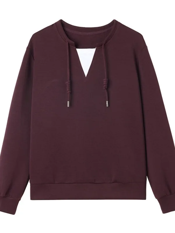 سترة نسائية رياضية كاجوال طويلة Sve مريحة بألوان علوية مكونة من قطعتين سترة بغطاء للرأس مناسبة للخريف #5