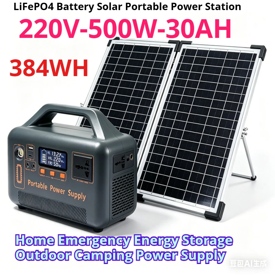 

500W Portable Power Station 220V 384Wh Power Bank LiFePO4 Solar Generator For Outdoor Camping Power Supply Home Energy Storage