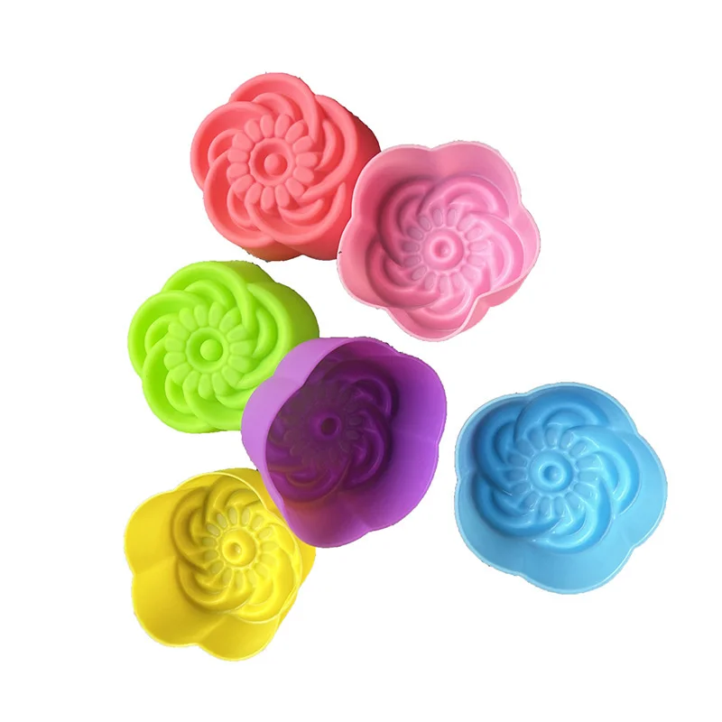 20Pcs 5cm Creative Flower Silicone Cake Mold Cupcake Cup Heat Resistant Nonstick Soap Chocolate Pudding Ice Molds Baking Tool