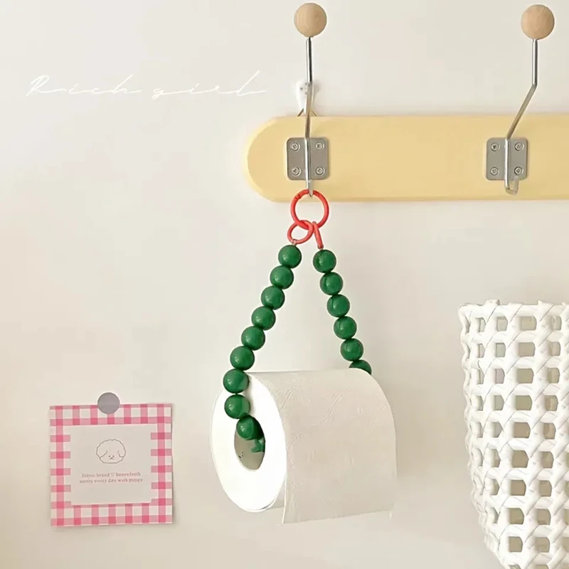 Hanging Bead Tissue Box Toilet Paper Rack Mobile Phone Chain Home Storage Organizer Bathroom Decoration Parts