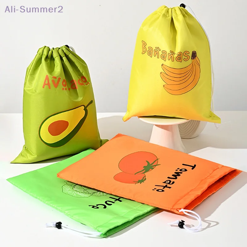 1/3pcs Fruit Vegetable Freshkeeping Bag Banana Storage Bag Vegetable Preservation Anti Ripening Insulated Drawstring Reusable