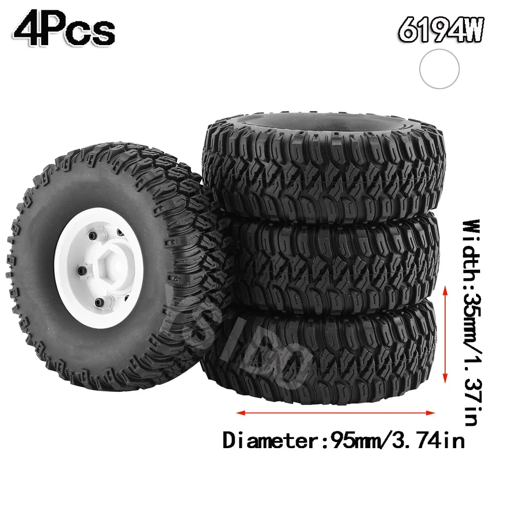 YSIDO 4PCS 1.55 Inch  Beadlock Plastic Wheel Rim Tires for RC Crawler Car Axial AX90069 D90 TF2 Tamiya CC01 LC70 MST JIMNY