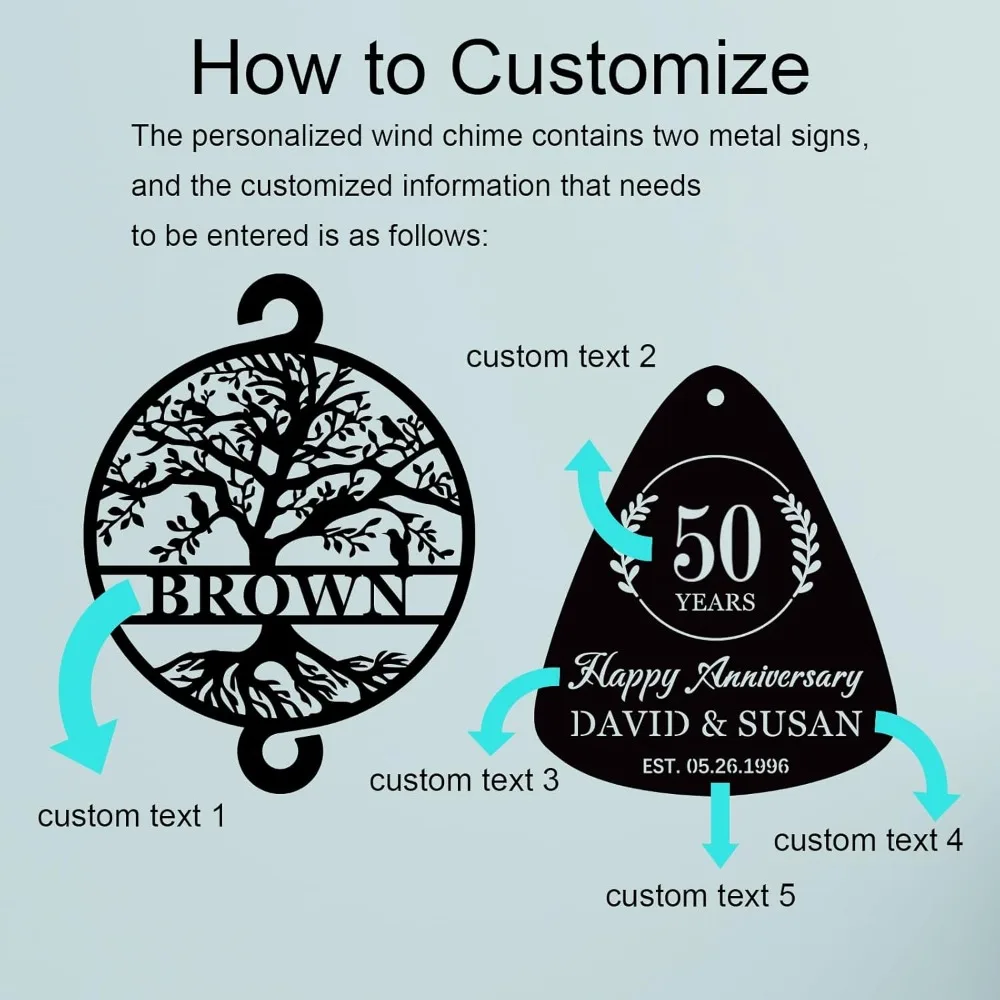 رنين الرياح المخصص للذكرى السنوية المقطوعة بالليزر للاحتفالات الزفاف من الخامس إلى الستين