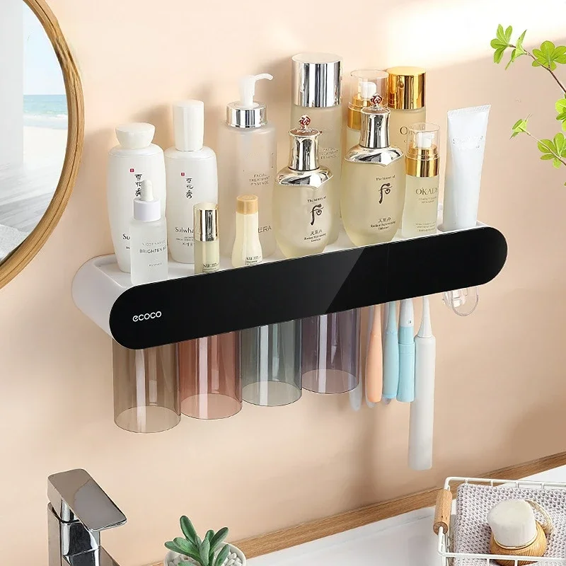 

Toothbrush Rack Toothbrush Cup Bathroom Punch-free Wall-mounted Toothbrush Rack Wall-mounted Storage Box Set