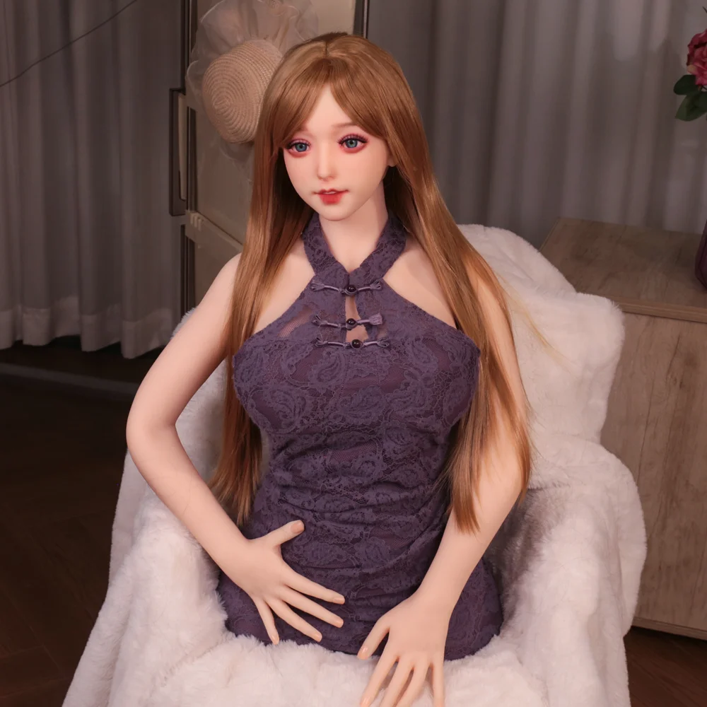 New sexy female half-figure doll,golden-brown wig,blue eyes, realistic skin texture, featuring a three-way design, for male toys