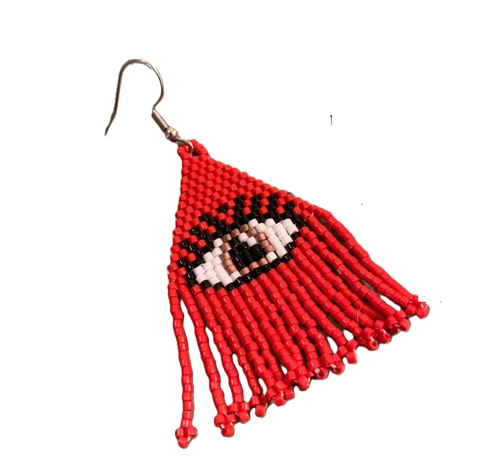 Rice bead earrings Tassels Parrot Fish Mode Creativity Bohemia Alloy Hand weaving Female Fashion Simple Beaded earrings
