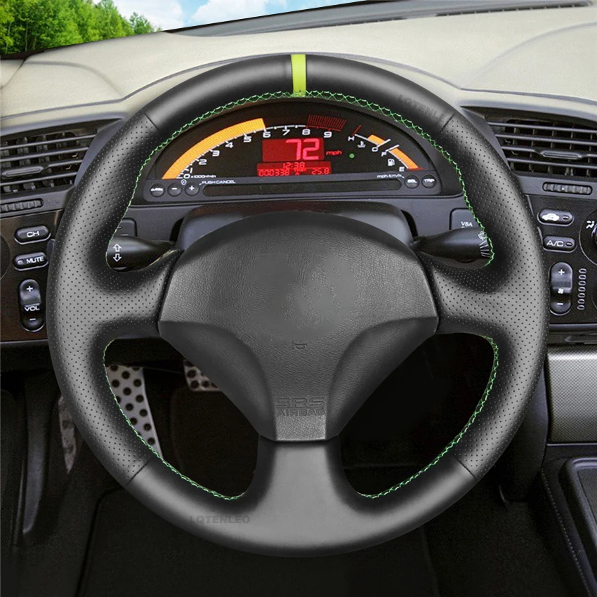 Black Faux Leather Car Steering Wheel Cover for Honda S2000 Civic Integra Insight 1999-2009 Acura RSX 2002-2006