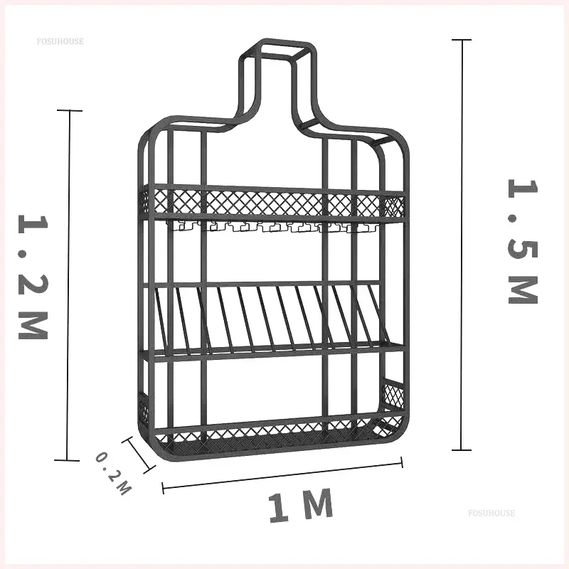 Commercial Wall Wine Rack for Bar Wine Bottle Pattern with Light Display Bar Cabinet Simple