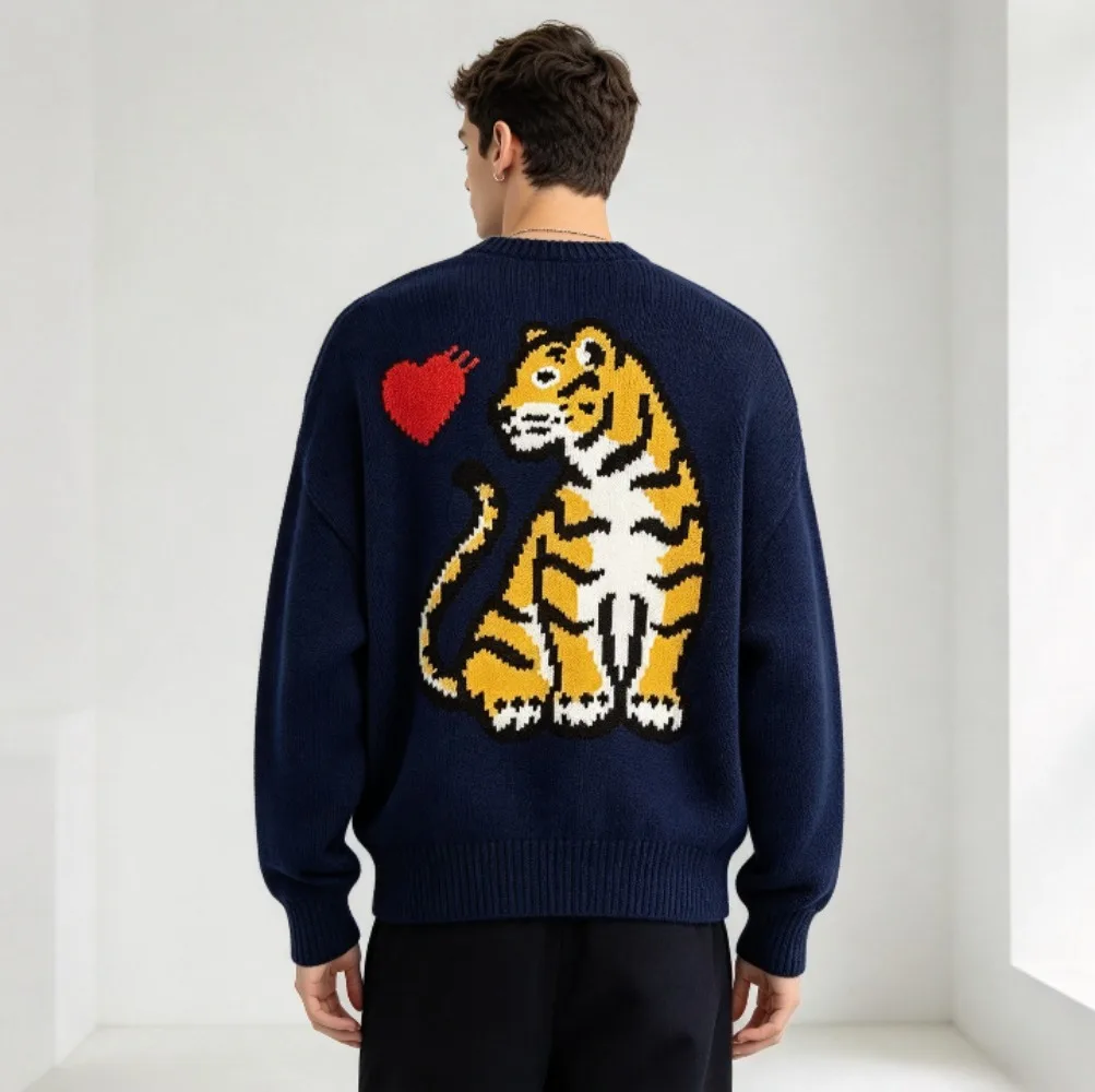 HUMAN MADE Fall Winter New Long Sleeve Sweater, Trendy Couple Loose Crewneck Top