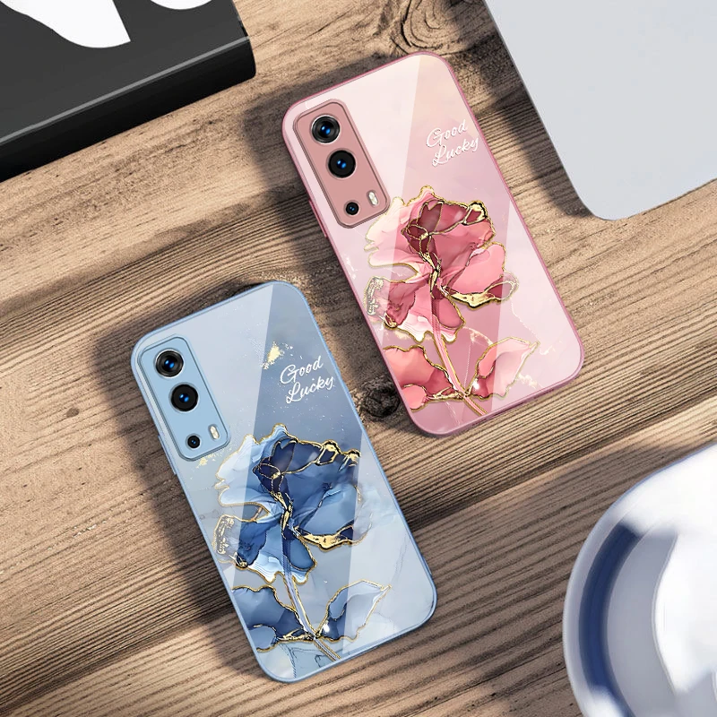 

Pink marble flower texture For Vivo Y76 16 55 V29 Lite 5G 25 23 30 iQOO Z9X 12 Pro Neo X200 100 90 60 Tempered Glass Phone Case