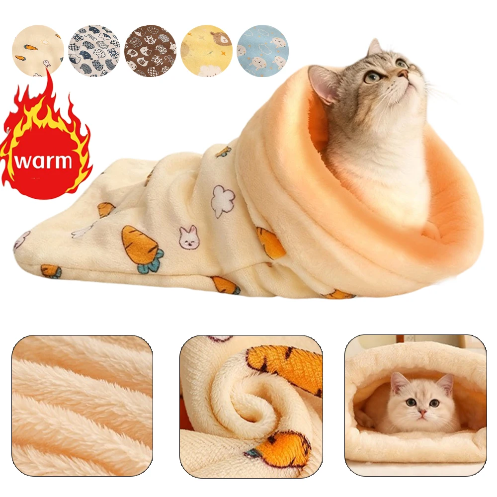 

Winter Warm Cat Sleeping Bag Semi-Enclosed Cat Cave Bed Cozy Burrow Nest Plush Pet Bed for Cats Small Dogs Cama Para Gatos 고양이