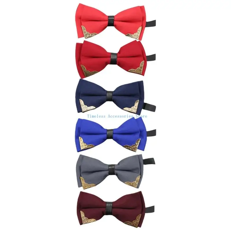 97QE Polyester Silk Blend Pre Tied Bowtie Butterfly Bowknot Banquets Cravat For Wedding Anniversary Event