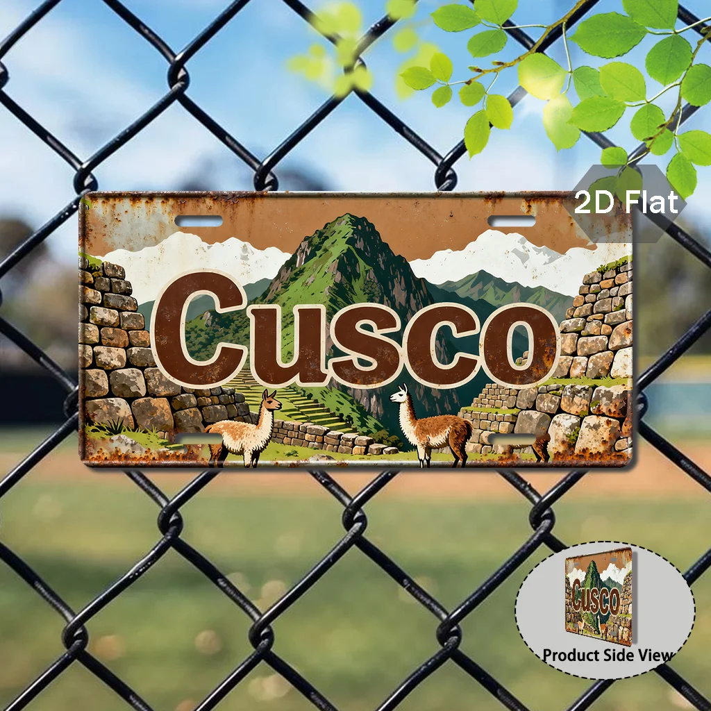 2D Flat,  Vintage Sign, Exterior Additions, Cusco Theme Sign, Retro Regional Decor, South American Style Wall Art