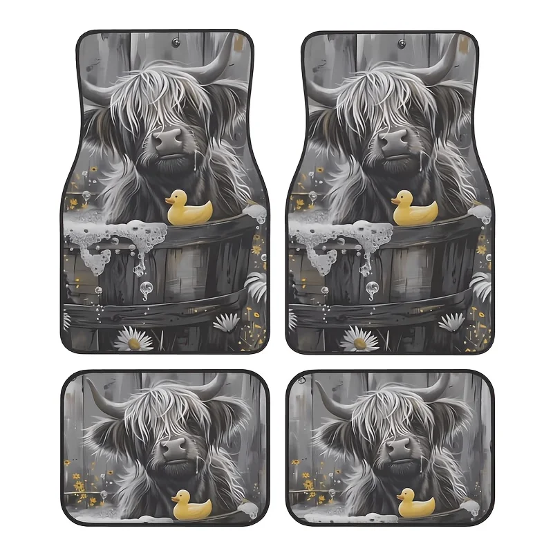 4pcs Set Of Car Floor Mats - Creative Patterns - High-End Car Floor Mat Set - Universal Fit, Easy To Clean Interior Additions, P