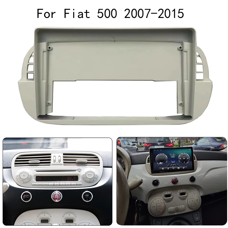 9 Inch Car Radio Fascia For Fiat 500 2007-2015 Multimedia player Frame Kit Dashboard Bezel Panel 2 Din Head Unit Installation