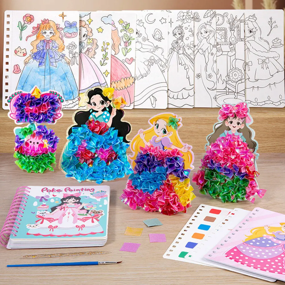 

Kids Puncture Painting Kit Drawing Supplies Art Tool DIY Children Needlework Fabric for Clothes