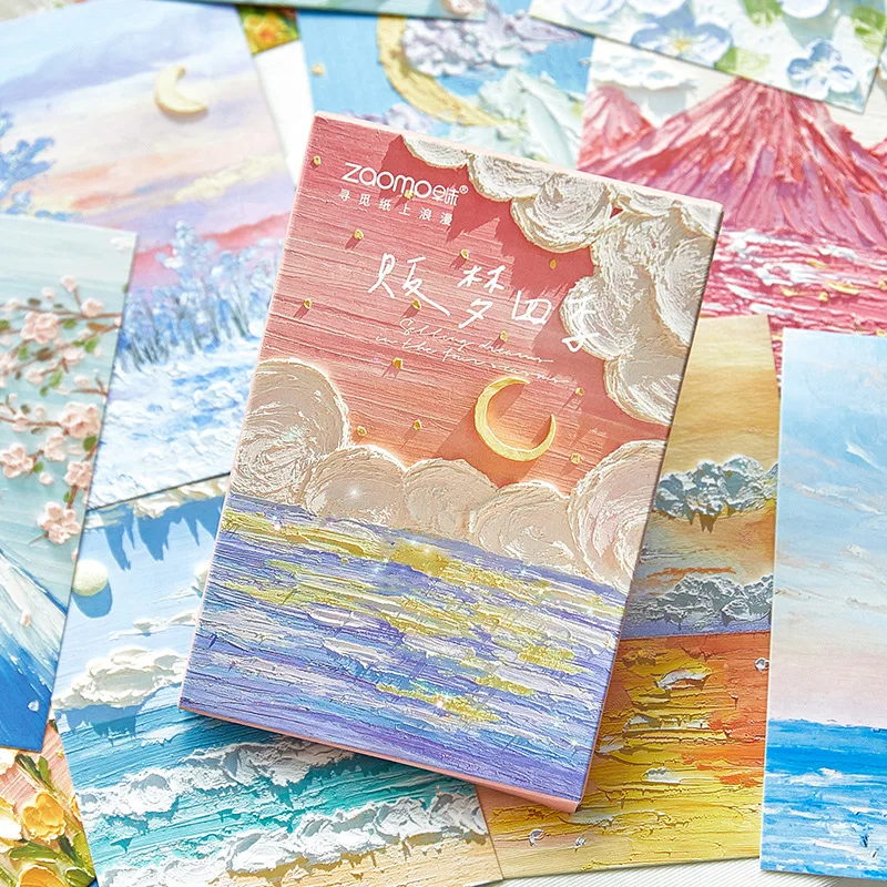 30pcs/case Seasons Wind Series Painting Style 3D Colorful Printing Postcard Gift Message Greeting Cards Set
