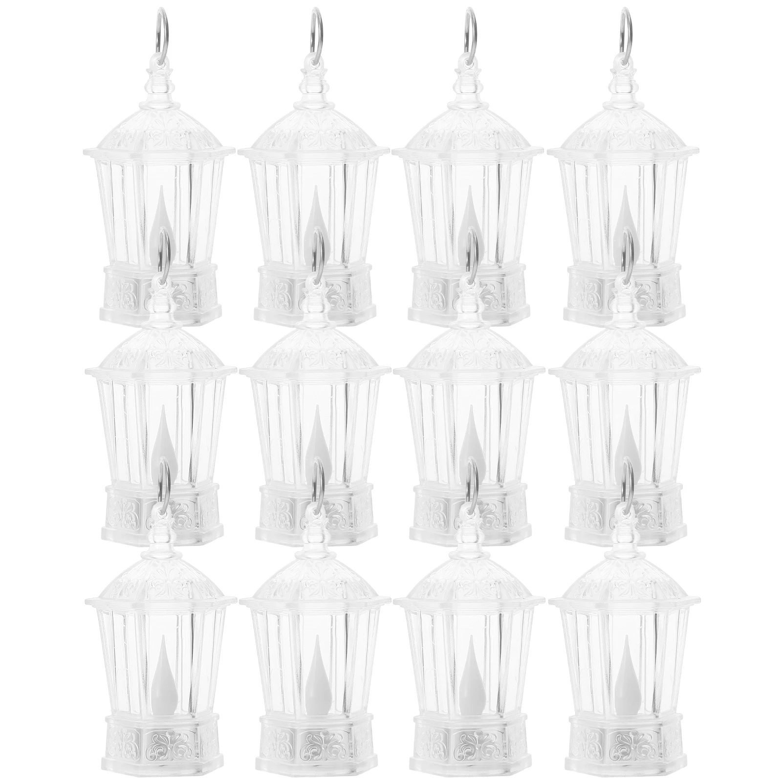 

12Pcs Crystal Wind Lanterns Portable Mini LED Lanterns for Indoor Outdoor Use Transparent Light Decor Vintage Style Party